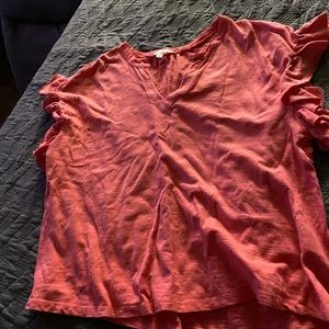 Orange short sleeve with ruffle on sleeves size 14W